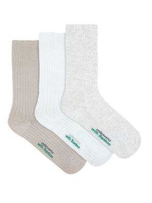Women's Viscose Derived Bamboo Lightweight Crew Socks 3 Pack 