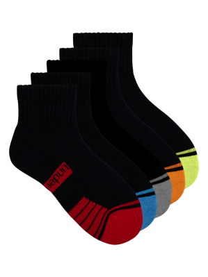 Kids Cushioned Sport Quarter Crew Socks 5 Pack