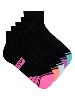 Kids Sport Quarter Crew Cushioned Socks 5 Pack