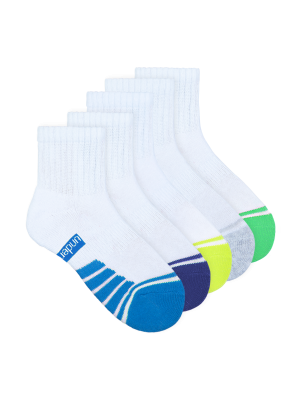 Kids Sport Cushioned Quarter Crew Socks 5 Pack