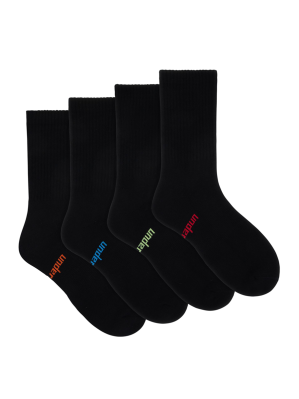 mens black crew sport socks - 4 pack - underworks