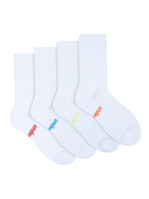 mens white crew sport socks - 4 pack - underworks