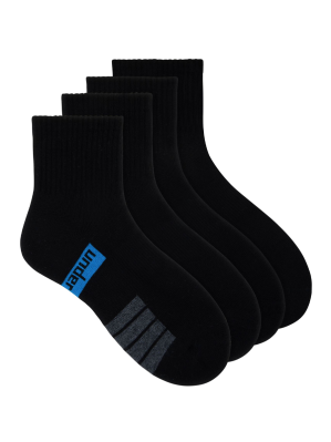 mens black quarter crew sport socks - 4 pack - underworks