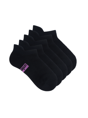 Women's No Show Sports Socks Black - 5 Pack