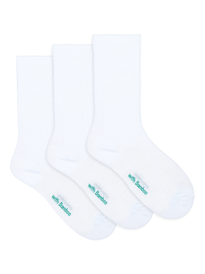 Women's Bamboo Ribbed Lightweight Crew Socks 3 Pack 