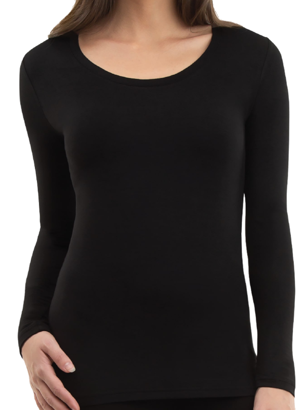 womens black heat bods long sleeve thermal - underworks