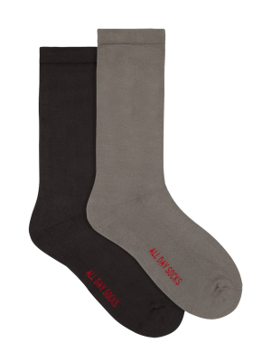 mens white all day socks cotton rich cushion crew 2 pack - underworks