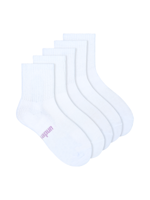 Women's Mid Crew Sports Socks White - 4 Pack