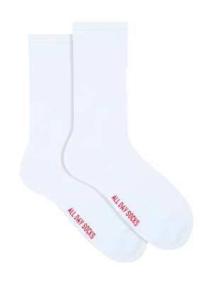 mens white all day socks cotton rich cushion crew 2 pack - underworks