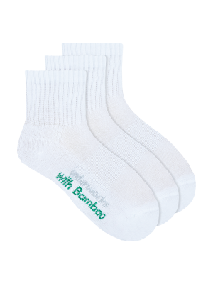 kids white organic bamboo 3 pack socks | Underworks