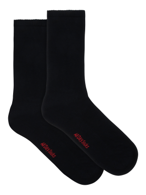 mens black all day plain cushion foot crew socks 2 pack - underworks