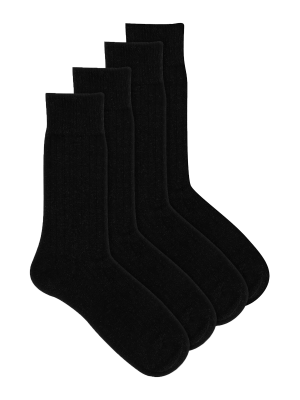 Men's Rib Cotton Crew Socks 4 Pack