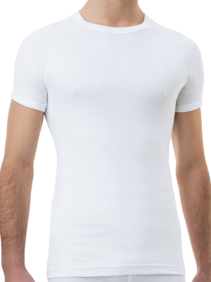 mens white cotton interlock short sleeve thermal - underworks