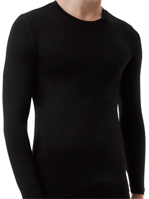 mens black heat bods long sleeve thermal top with heat retention - underworks